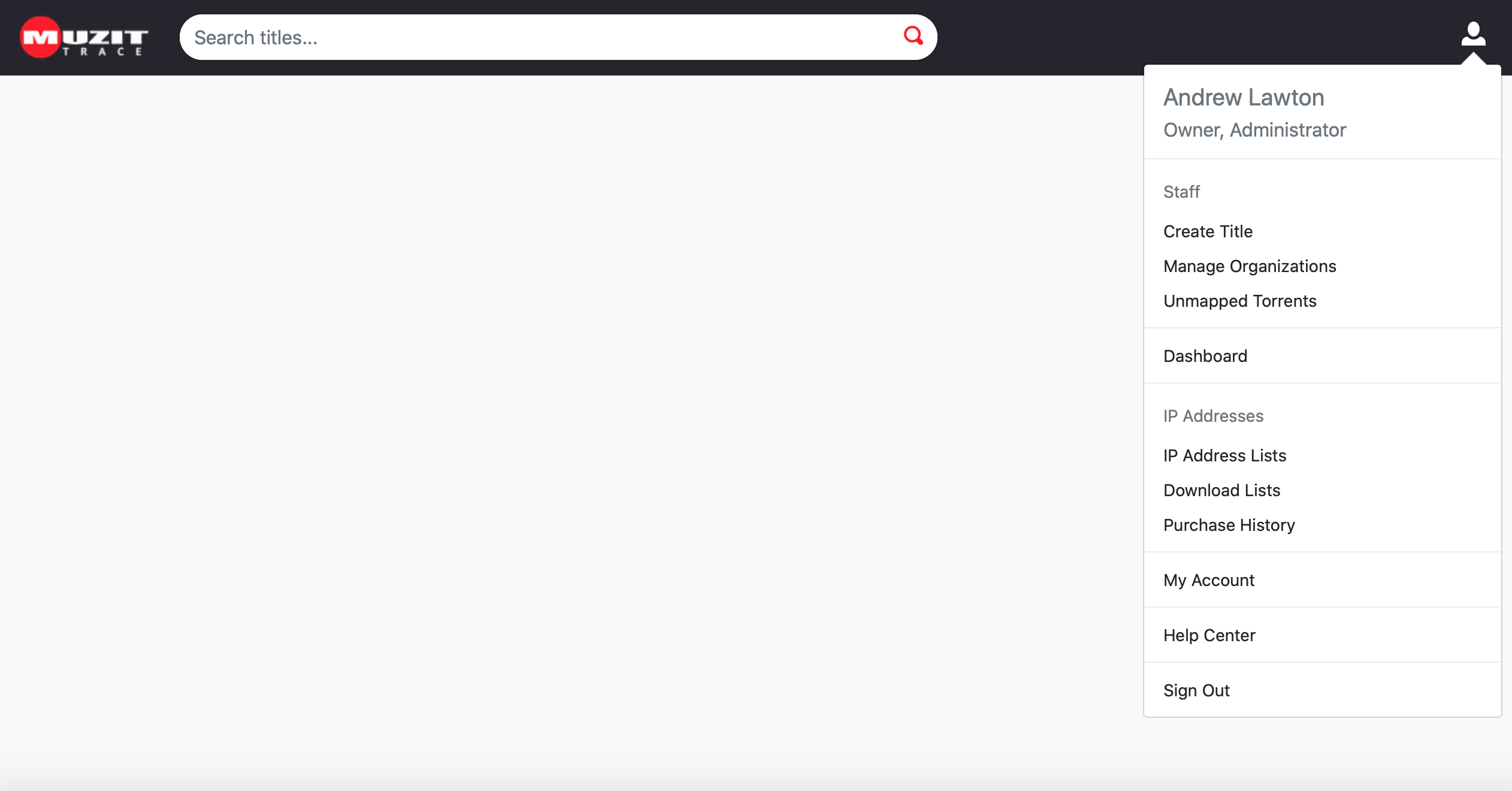 Screenshot of Muzit navigation redesign on desktop